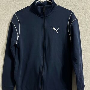 Puma Navy Full-Zip Track Jacket with White Accents